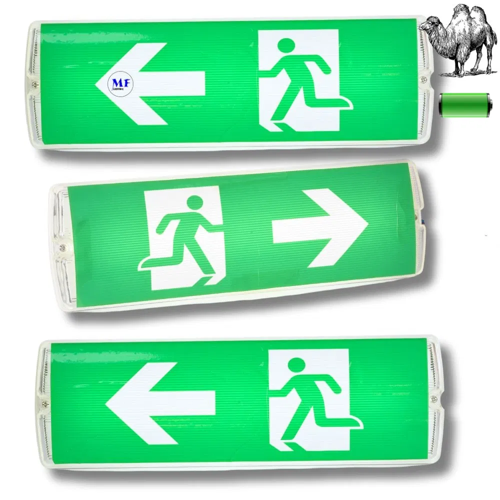 IP65 Luz de Segurança à Prova d'Água para Uso Interno e Externo 24hrs 8W 2835 Luz de Emergência LED com Indicador de Sinal de Saída Montada na Parede SMD para Estacionamento, Hotel, Escola, Escritório
