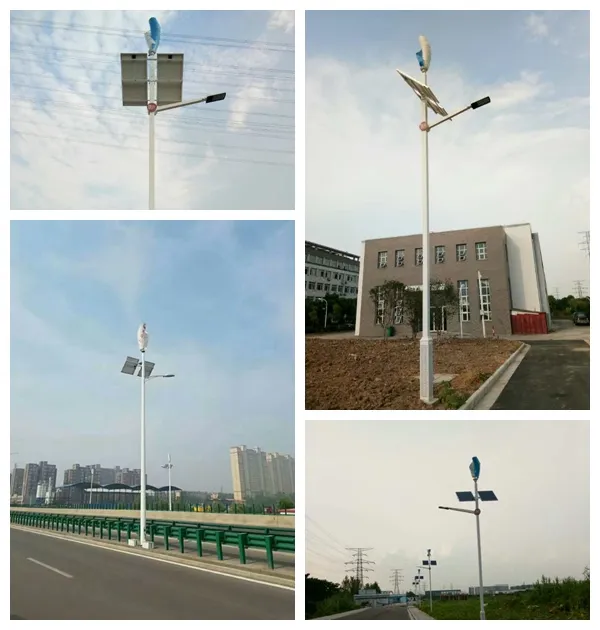 Luz de rua híbrida alimentada por solar e vento com sensor óptico durável para caminhos em vilas rurais
