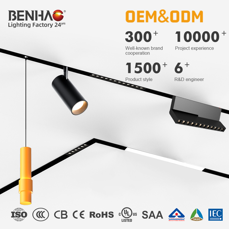 Luz de Teto Interna LED Inteligente para Casa Dimerizável 220V com Trilho Magnético e Luminária Linear com Foco Grilhado