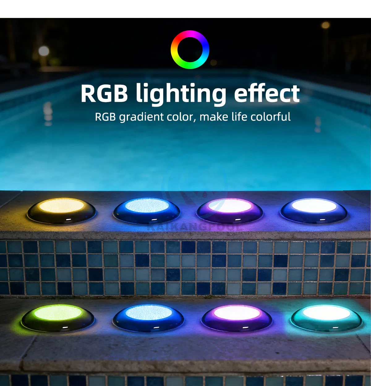 Instalação da luminária na parede da piscina