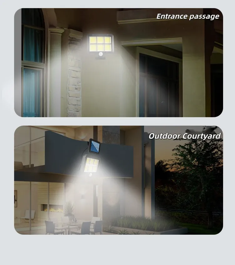 Luz de parede LED com sensor de movimento solar para segurança