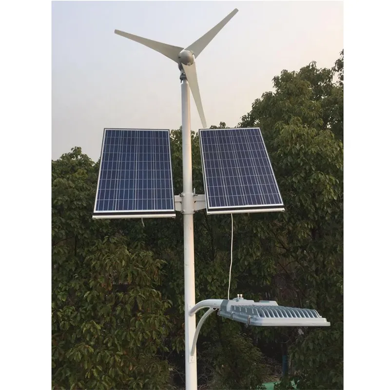 Luz de rua híbrida alimentada por solar e vento com sensor óptico durável para caminhos em vilas rurais