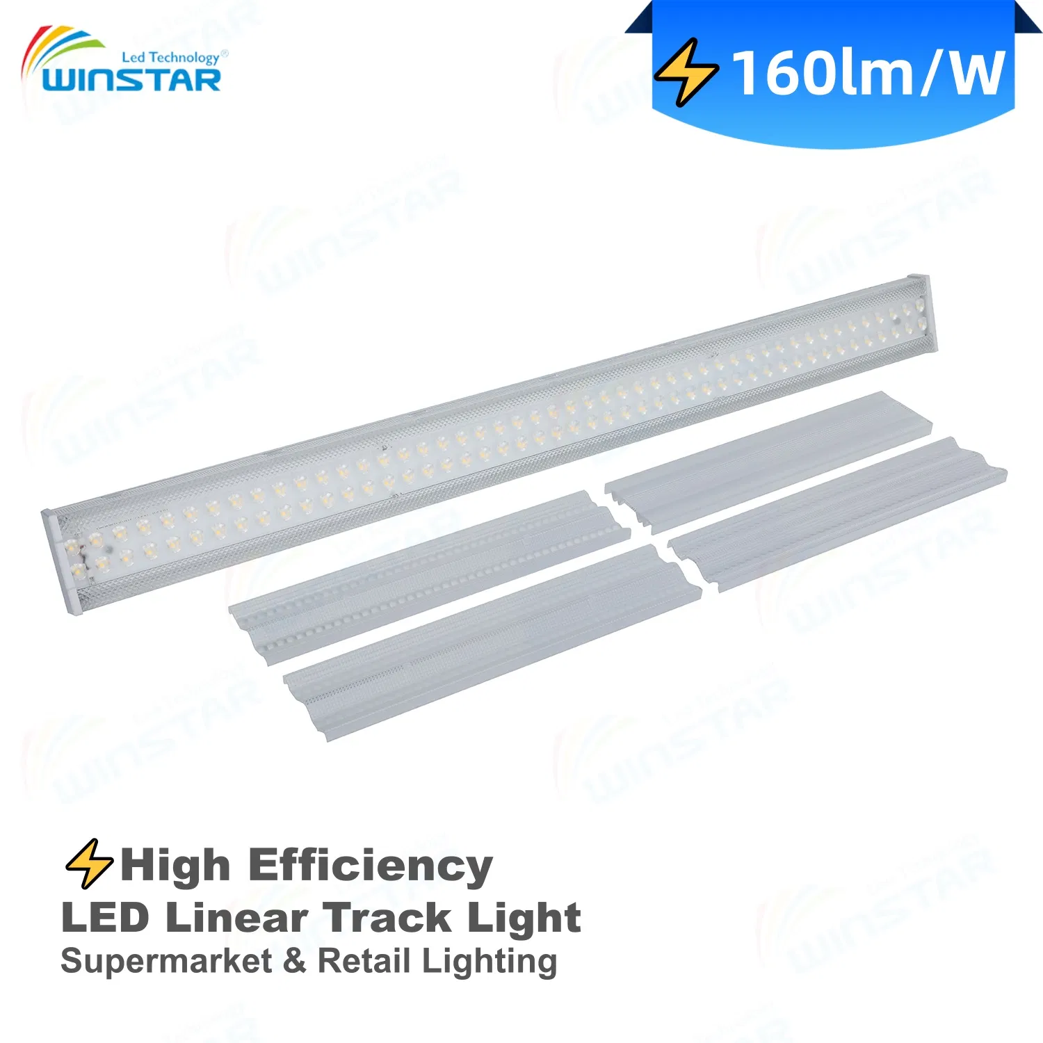 High Efficacy Light 160lm/W LED Track Linear Luminaire for Retail Store &amp; Boutique 30W 4800lm Replaces Traditional 70W Optical Design CE RoHS