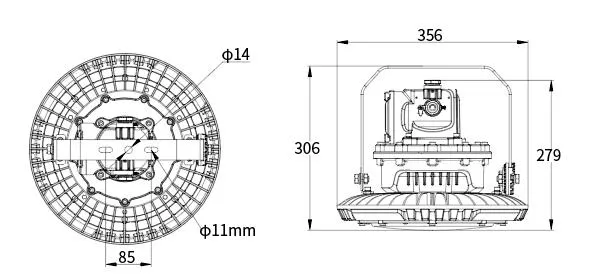 Dimensões e Especificações Técnicas do Refletor à Prova de Explosão