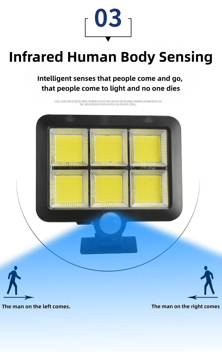 Luz de parede LED com sensor de movimento solar para segurança