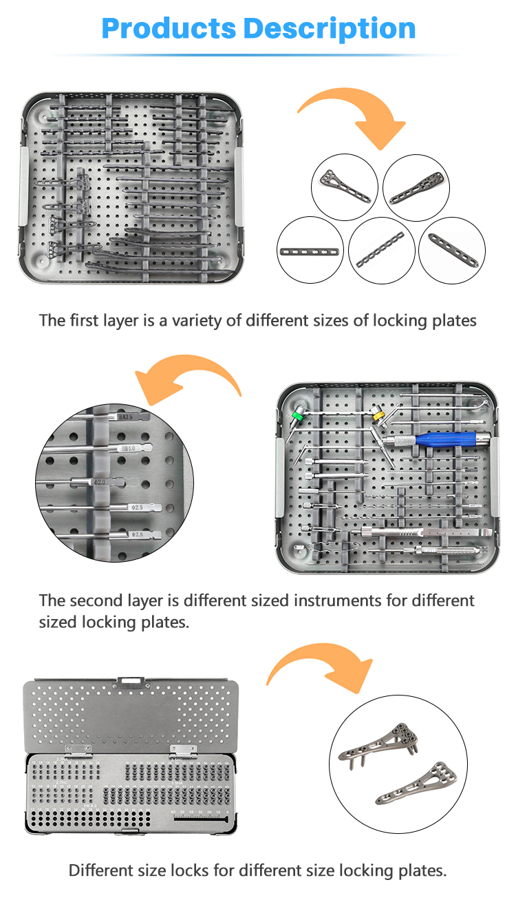 Orthopedic Surgical Trauma Implant Distal Radius and Proximal Humerus Locking Plate Instrument Small Fragment Set