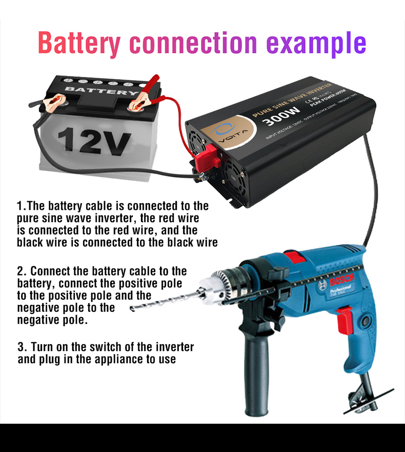 300w Pure Sine Wave Inverter Inverter 24v 48V DC to 110/220V Ac Converter 50/60Hz Solar Inverter