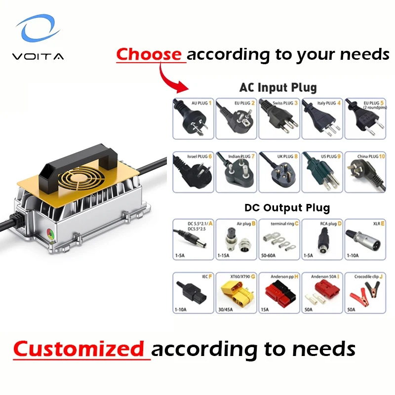 ISO9001 Factory Smart Battery Charger 12V 24V 48V LiFePO4 Lithium Charger for Golf Cart OEM ODM