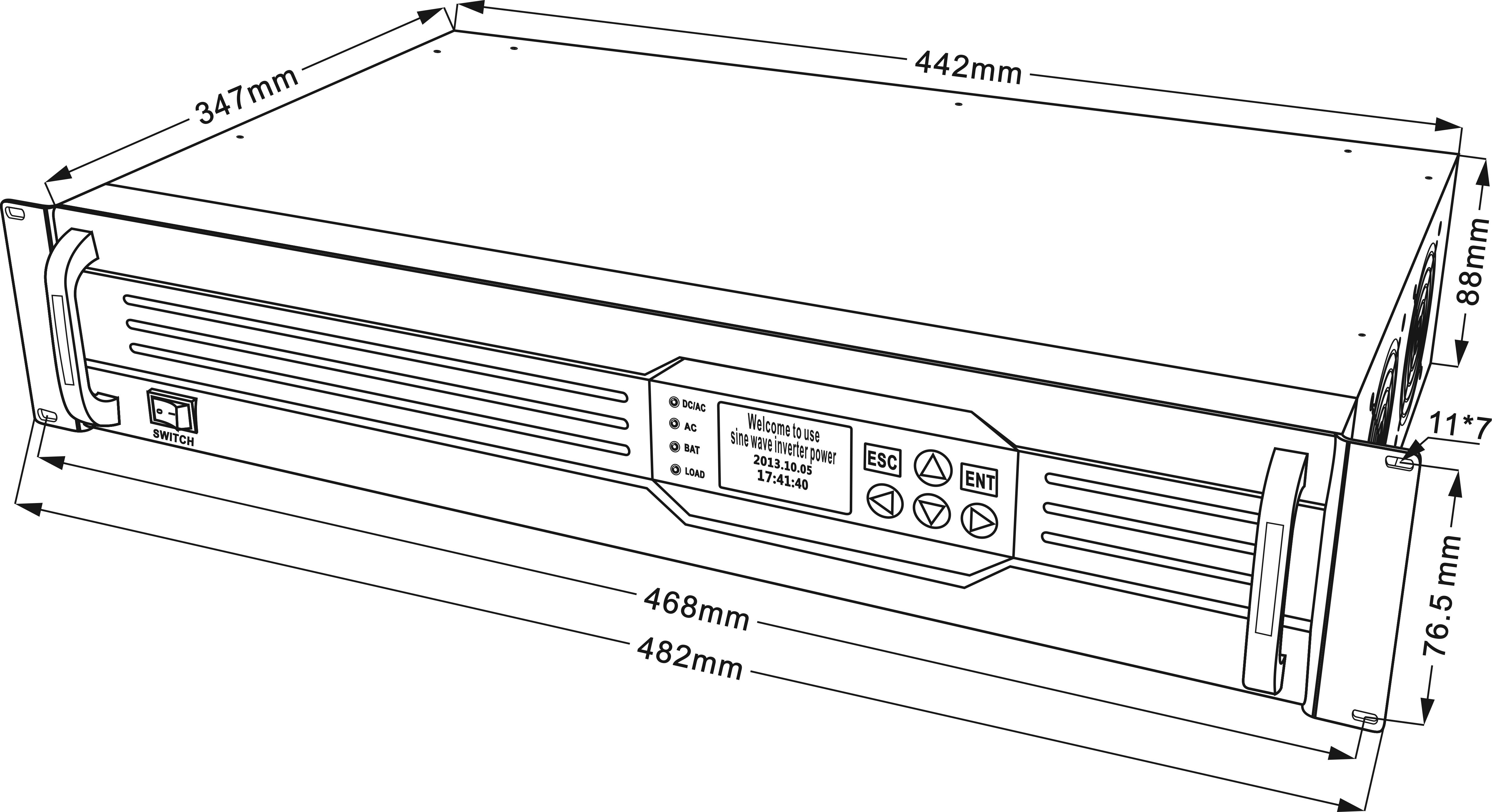 2U Rack Mount 220VAC 24 Volt Pure Sine Wave Inverter for Telecom Use