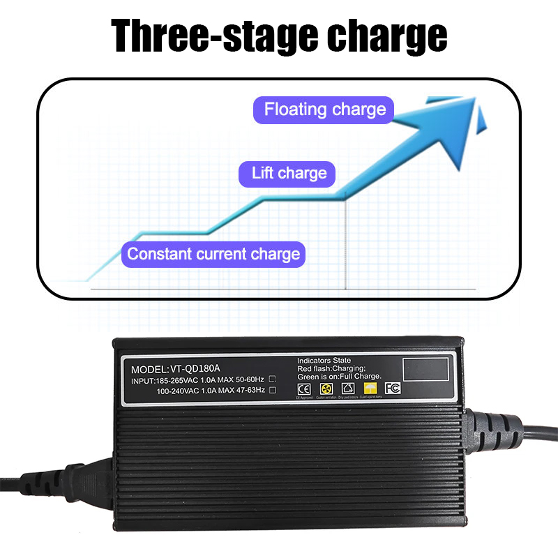 180W Smart Battery Charger 12V 24V 36V 48V 60V 72V LiFePO4 Lithium Lead Acid Charger for Golf Cart EV Factory Supply