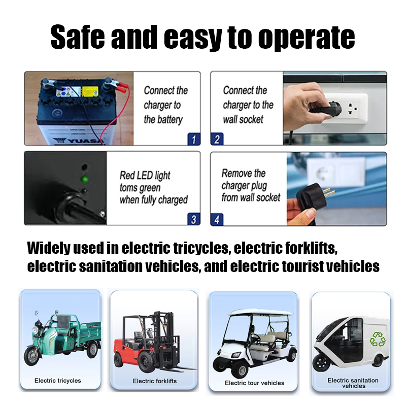 180W Smart Battery Charger 12V 24V 36V 48V 60V 72V LiFePO4 Lithium Lead Acid Charger for Golf Cart EV Factory Supply