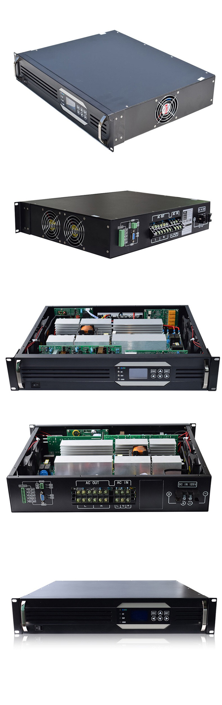 2U Rack Mount 220VAC 24 Volt Pure Sine Wave Inverter for Telecom Use