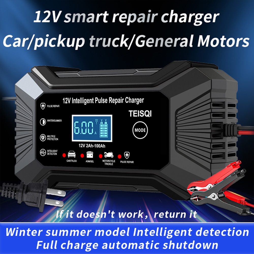 12V Industrial Automatic Pulse Repair Multi-Intelligent Battery Charger for Car Motorcycle Boat Truck Marine Scooter