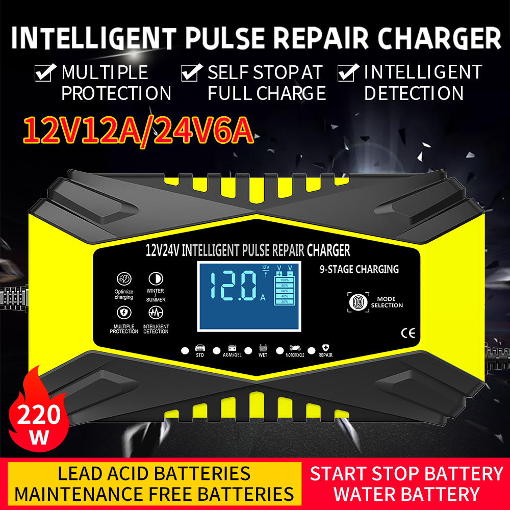 12V/24V 5A/6A/8A/10A/12A Automatic Pulse Repair Charger Multi-Intelligent Industrial Battery Charger