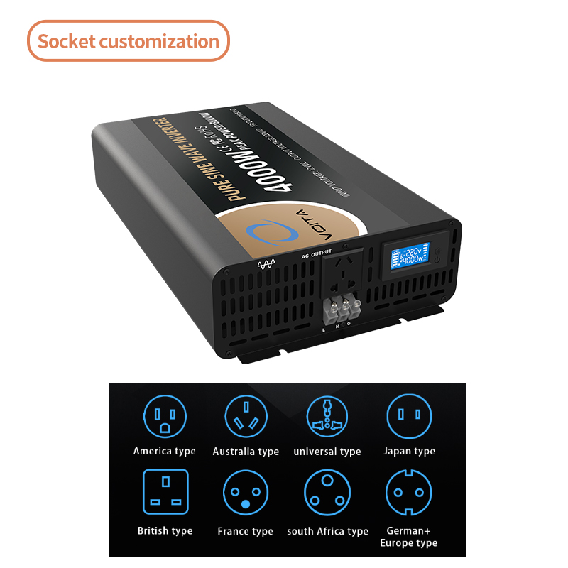 Power Inverter 4000w 12V/24V/48V/60V/72Vdc to 110/220Vac Inverter 4000 Watt