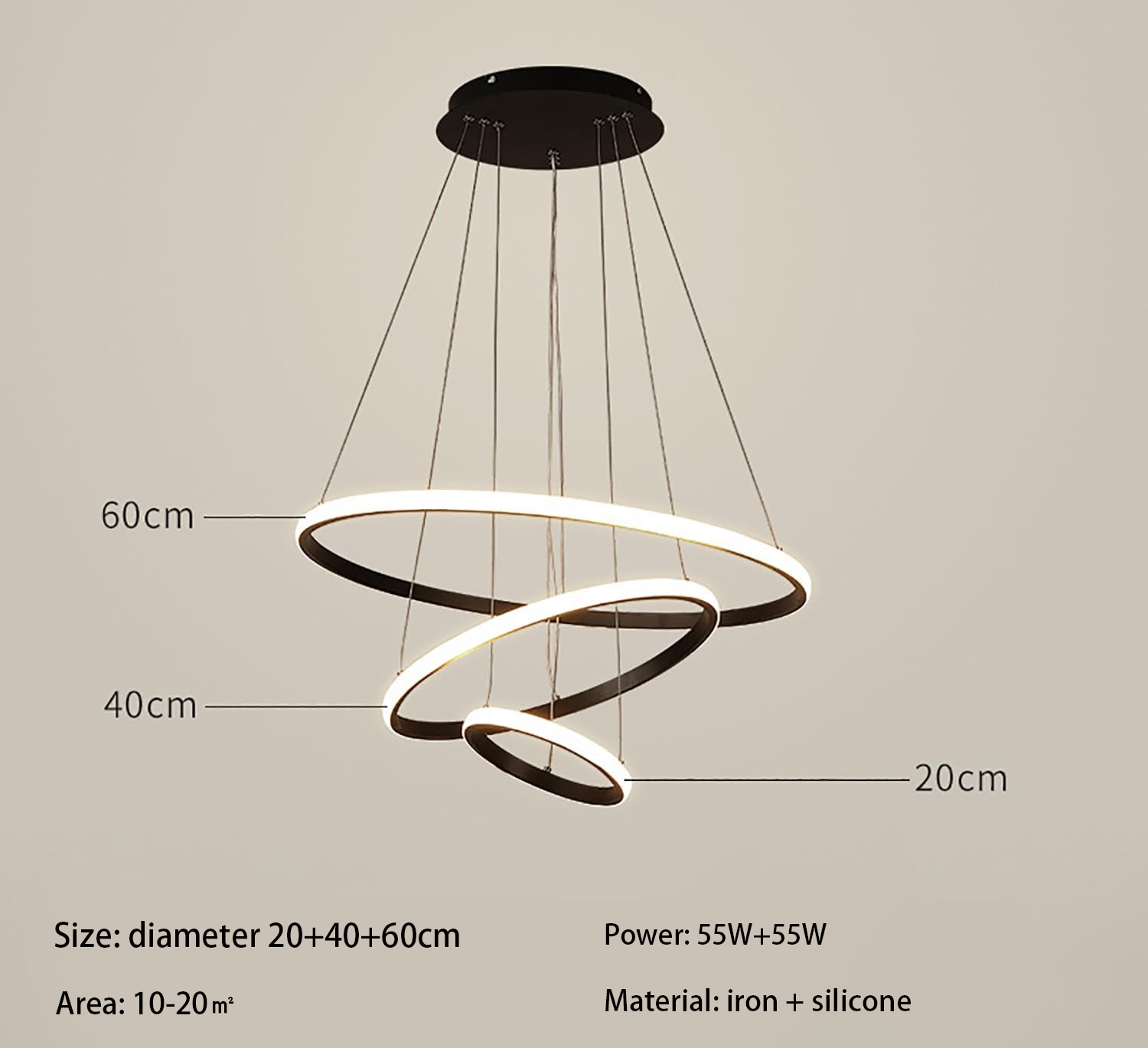 Hot Sale Modern Style Villa Home Decorative Acrylic LED Hanging Ring Chandelier Pendant Light