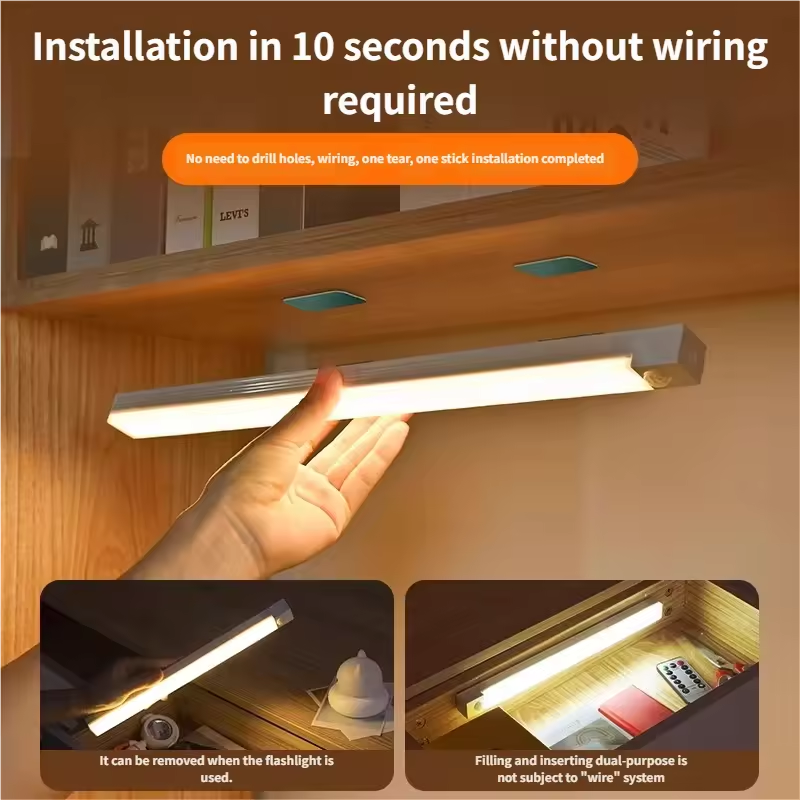 10cm/20cm/30cm/50cm Rechargeable LED Under Kitchen Cabinet Lighting Wireless Motion Sensor Night Light Cabinet Light