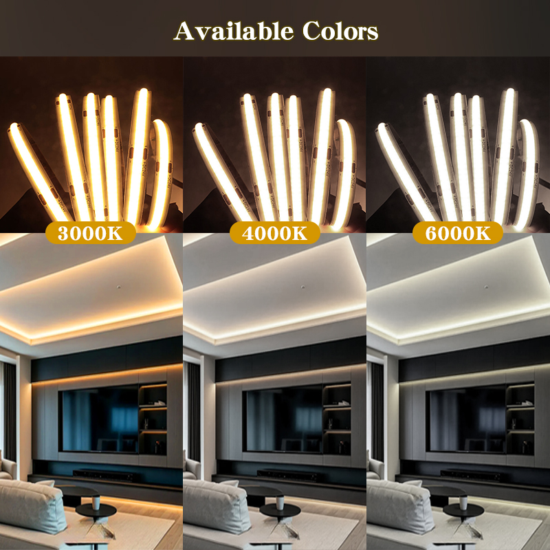 24v Led Strip Light Flexible High Density Led Strip COB 320/480leds/m High CRI90/95RA for Bedroom Kitchen Indoor