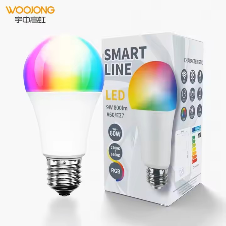 WOOJONG 7W/9W Smart Dimmable WiFi RGB+CW LED Light E27/B22 Remote Control CRI>80 IP20 AC Energy Star Certified 2-Year Warranty