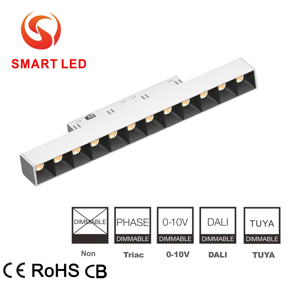 DC48V Magnetic LED Track Light Rail Recessed Surface Mounted Rail System Linear Grille Spotlight for Luxury Villa