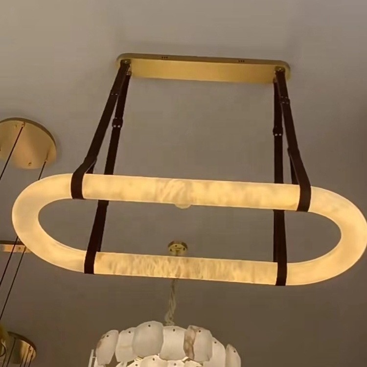 Factory Price Alabaster Chandelier Modern Luxury Led Pendant Hanging Light For Dining Room Kitchen Island
