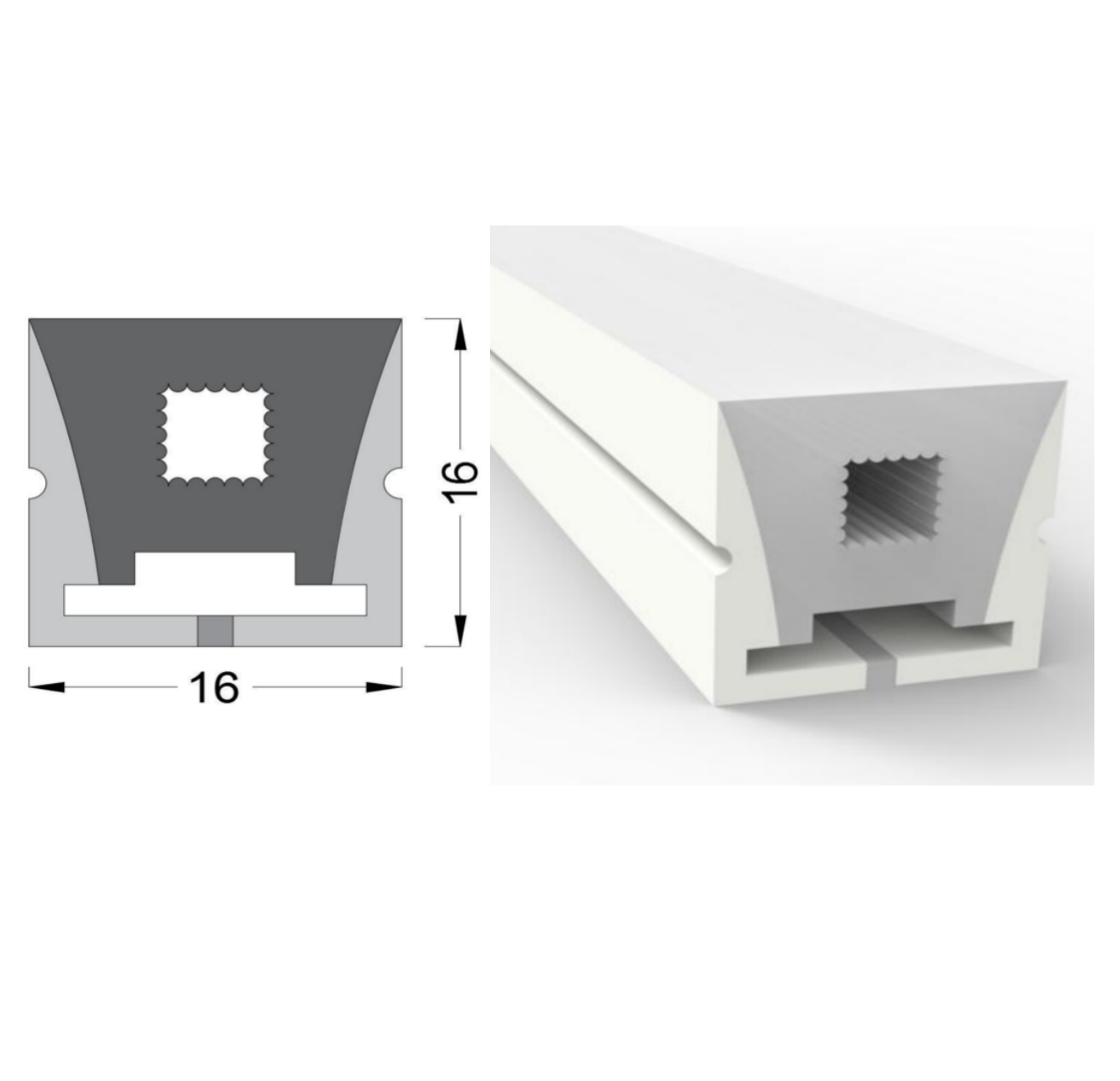 DC24V Top Bend LED Neon Light 1616 Copper Lamp Body IP20 Rating