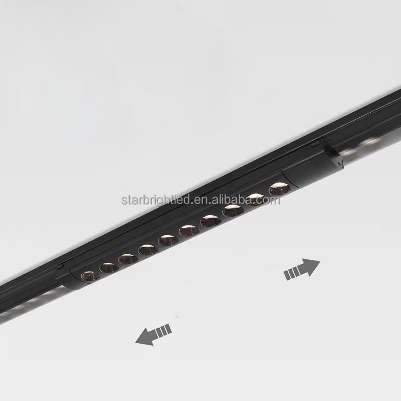 Ultra-Thin 30W LED Magnetic Track Light Aluminum Alloy Housing with Adjustable Modern Rail Lighting Black for Mall Use