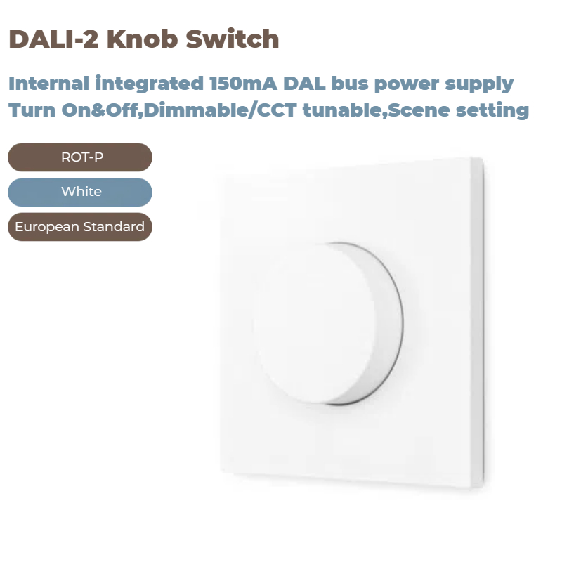 DALI Bus Powered Rotary Dimmer Controller IEC 62386 Wall Mounted Knob Switch for LED Smart Lighting