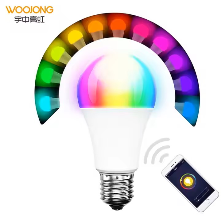 WOOJONG 7W/9W Smart Dimmable WiFi RGB+CW LED Light E27/B22 Remote Control CRI>80 IP20 AC Energy Star Certified 2-Year Warranty
