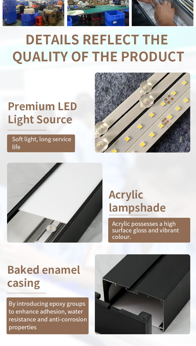 Commercial Light-Emitting Diodes Wrought Aluminum Led Linear Light Gym Shop Office Workshop Pendant Led Linear Light