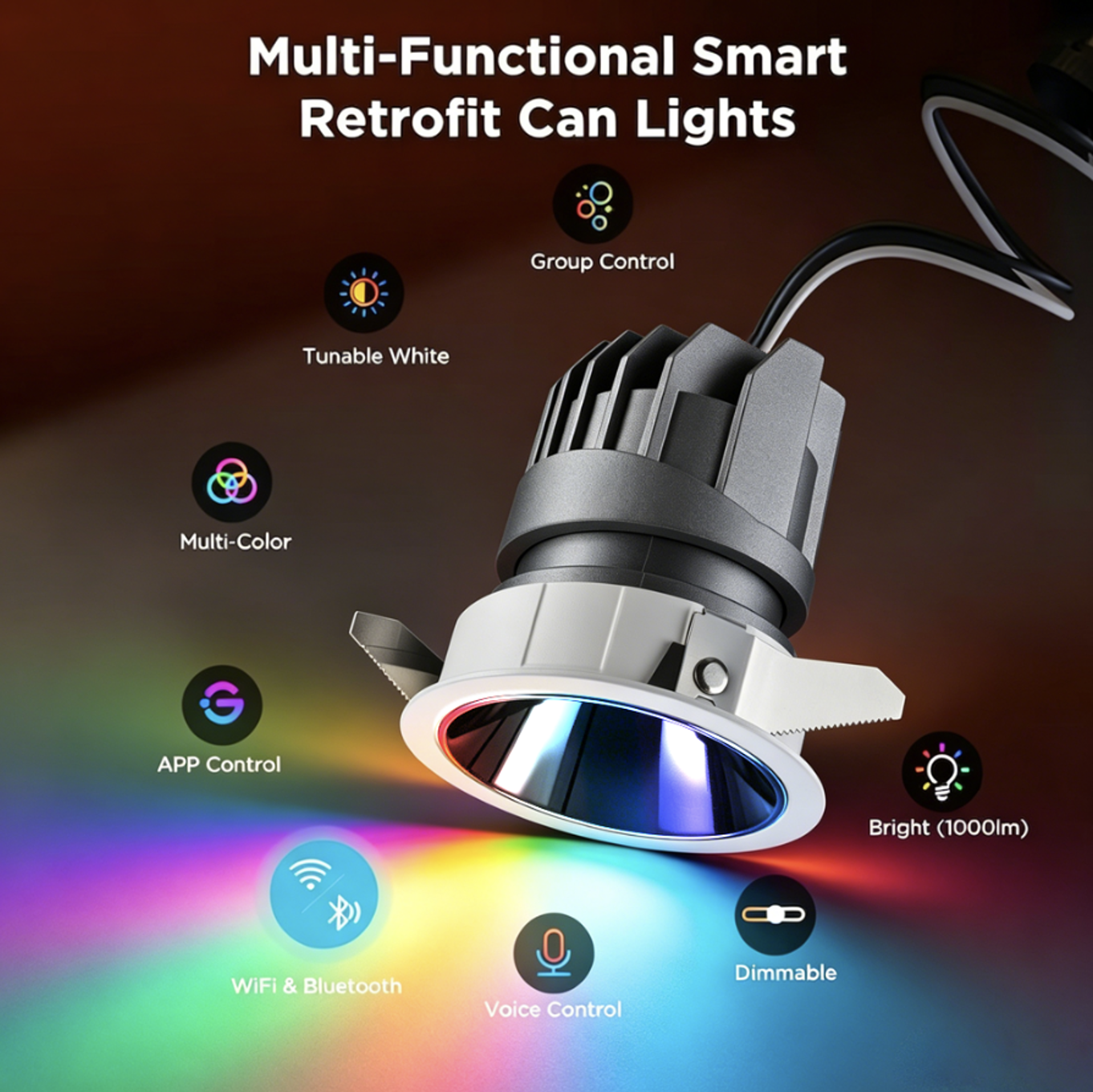 RGB colorful Commercial Ceiling 5w 7w 9w 12w 15w Spot Recessed Down Light COB Dimmable LED Wall Washer Antiglare Downlight