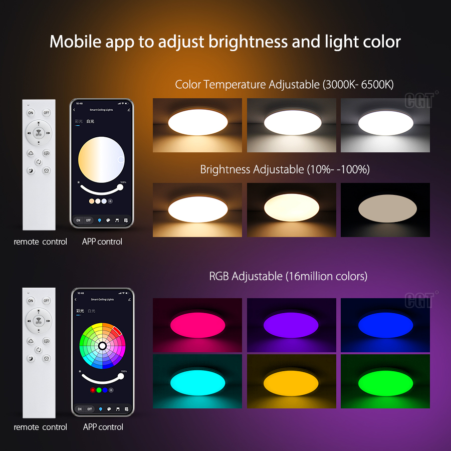 Stock Round Smart Control Ceilling Light Modern Style 20W LED Ceiling Light TUYA App Controlled Smart Lighting for Kitchens