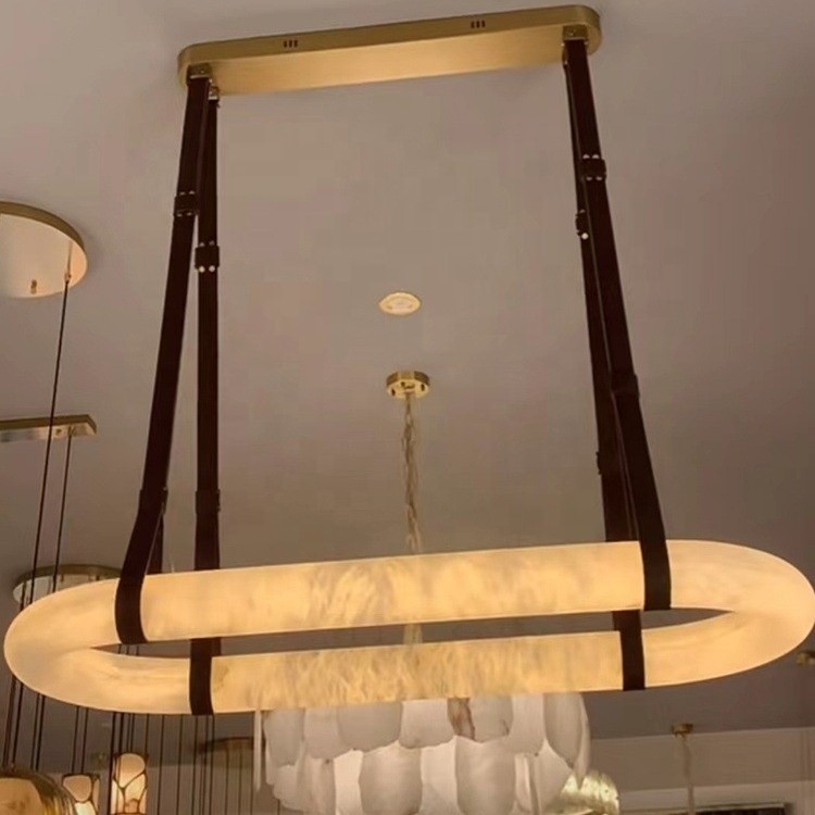 Factory Price Alabaster Chandelier Modern Luxury Led Pendant Hanging Light For Dining Room Kitchen Island