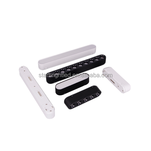 Ultra-Thin 30W LED Magnetic Track Light Aluminum Alloy Housing with Adjustable Modern Rail Lighting Black for Mall Use