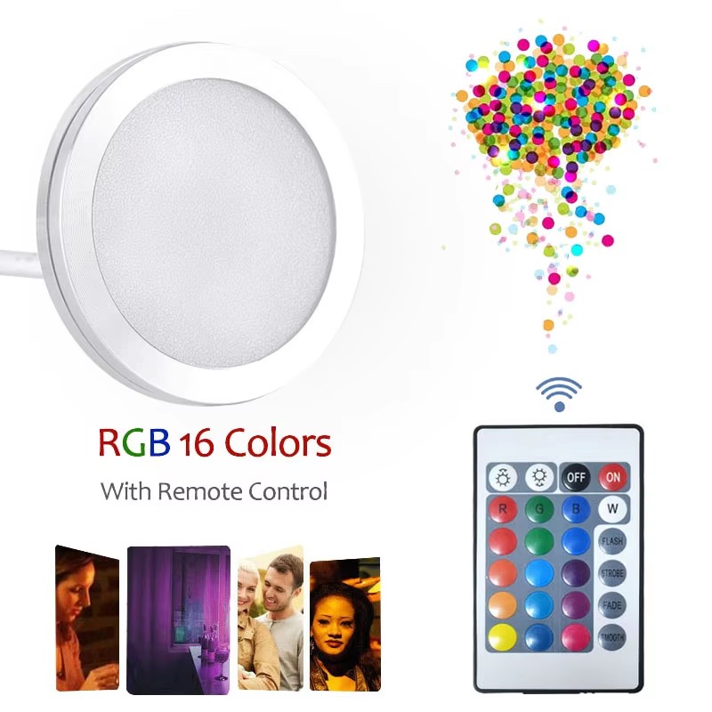 RGB Bambu Lab Puck Light With Remote Control USB Rechargeable LED 3D Printer Lamp Under Cabinet Counter Lighting Thin Round Lamp