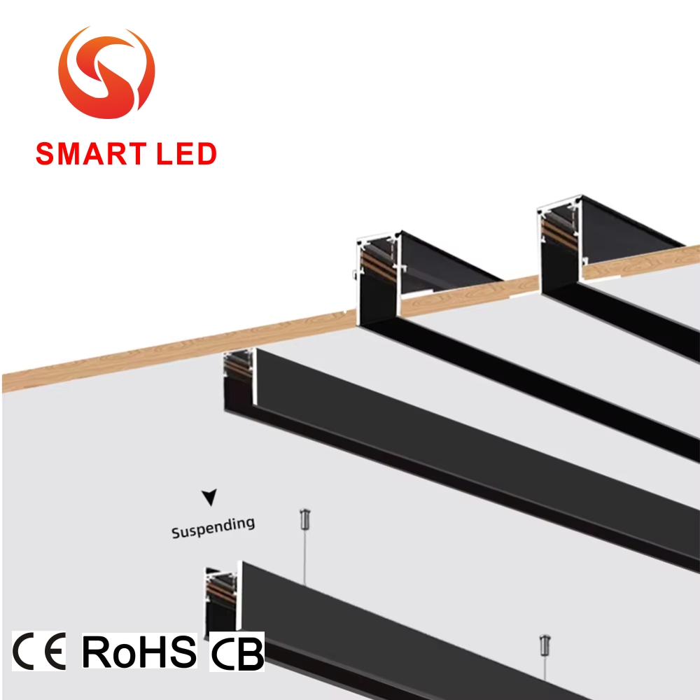 DC48V Magnetic LED Track Light Rail Recessed Surface Mounted Rail System Linear Grille Spotlight for Luxury Villa