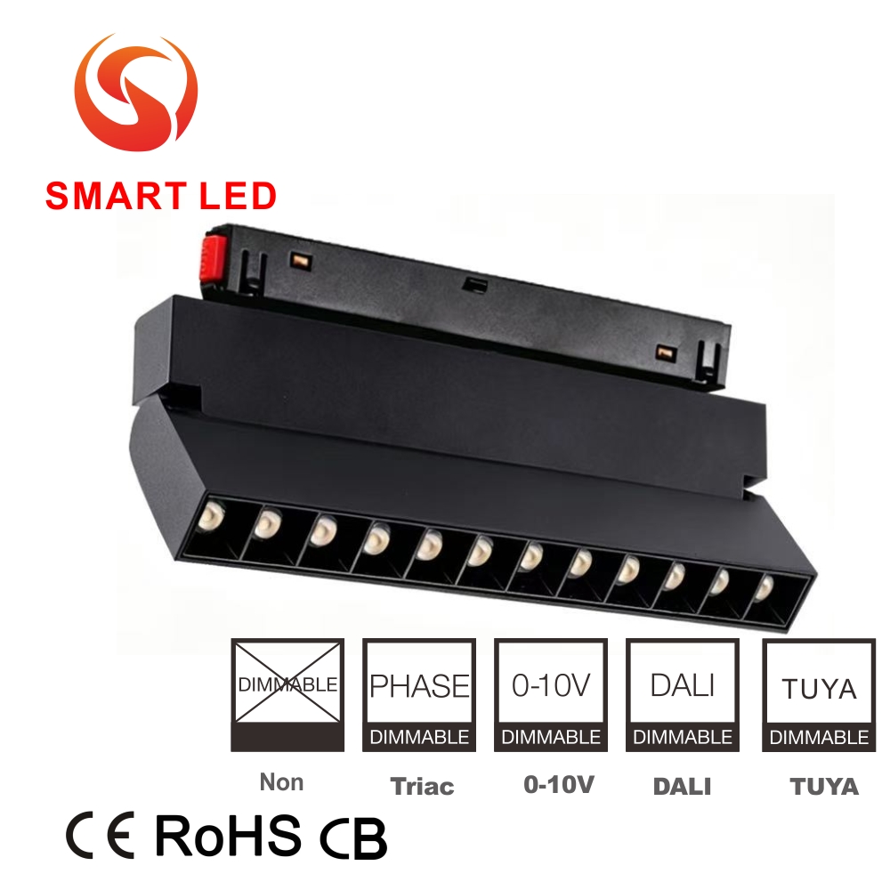 DC48V Magnetic LED Track Light Rail Recessed Surface Mounted Rail System Linear Grille Spotlight for Luxury Villa