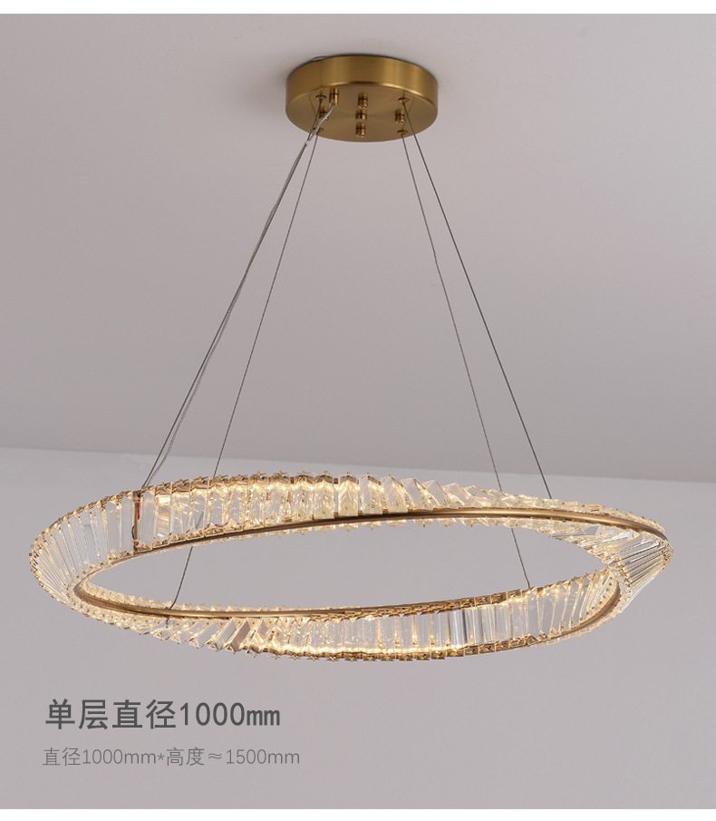 Indoor Lighting Nordic Chandelier Circular Hanging Lamp Crystal Pendant Lights Luxury Round Gold Color LED Stainless Steel 80