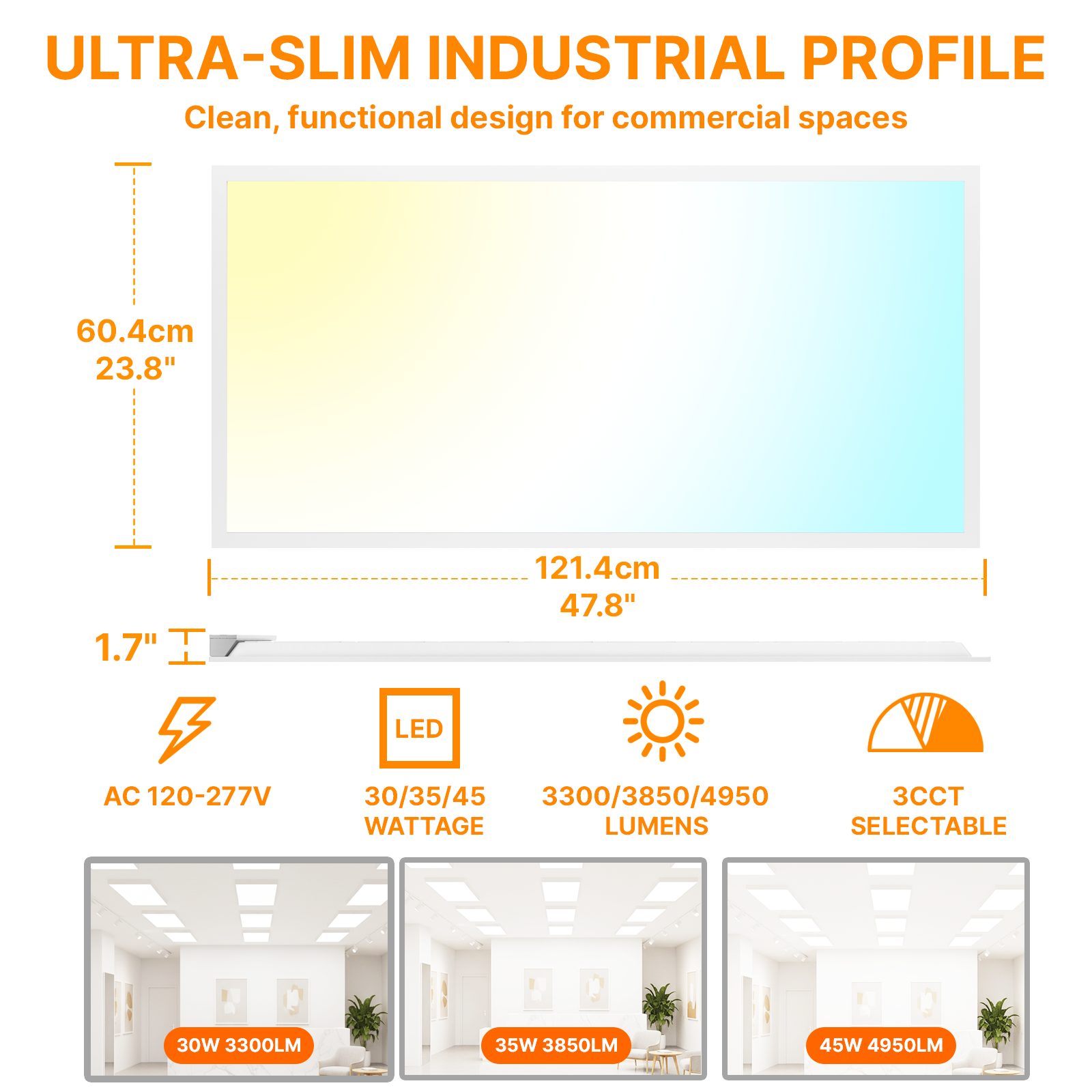 Ready to Ship 120-277V LED Light Dimmable Recessed Panel Lamp Backlit 2X4 LED Panel Light 3-Power 3CCT Color Temperature ETL