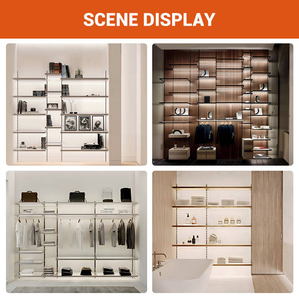 Low Voltage 12V 24V Wire Free Conductive LED Magnetic Track Rail Cabinet Light System For Retail Display Showcase
