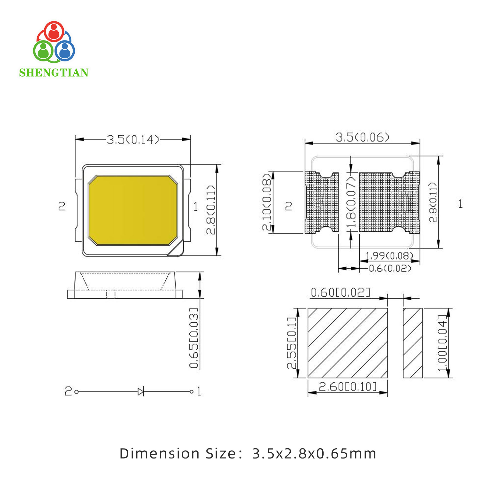 SMD LED 2835 Cool White 1W Base 5000K 120 Dimmable Chip Led Lights Ra70 2-Year Warranty