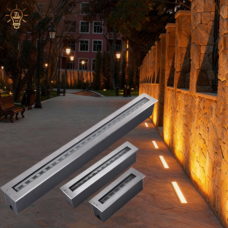 IP65 Aluminum Waterproof LED Inground Light - Recessed Linear Floor Lamp for Outdoor Street, Deck &amp; Landscape Lighting