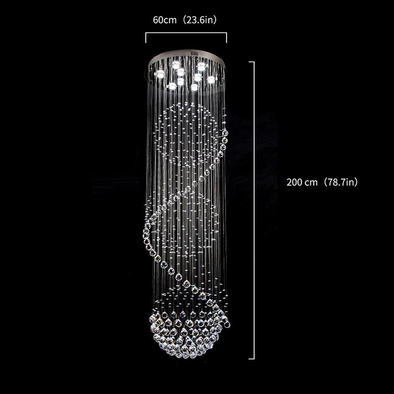 Villa Luxury Large Crystal Pendant Light Modern High Ceiling Staircase Long Line LED Chandelier