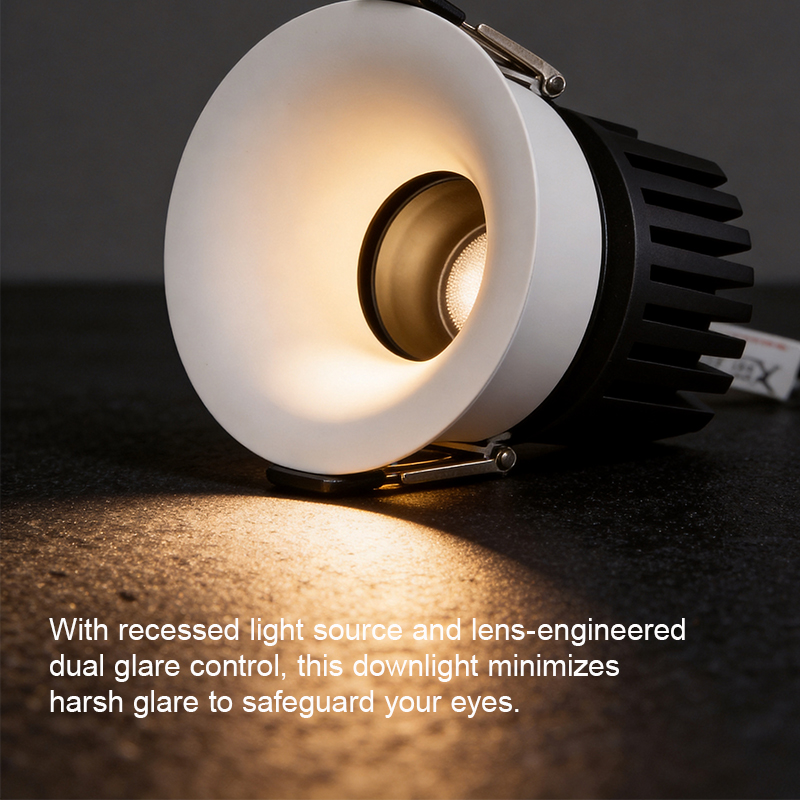 Aisilan Hotel Home Bedroom Living Room Dimmable Anti Glare Led Cob Down Light Recessed Retractable Lamp Head Recessed Spot Light