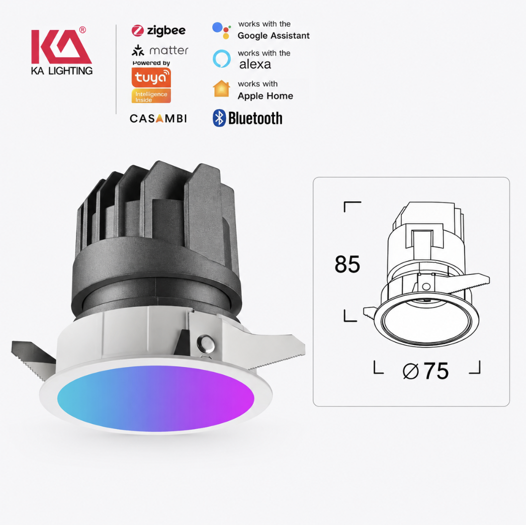 RGB colorful Commercial Ceiling 5w 7w 9w 12w 15w Spot Recessed Down Light COB Dimmable LED Wall Washer Antiglare Downlight
