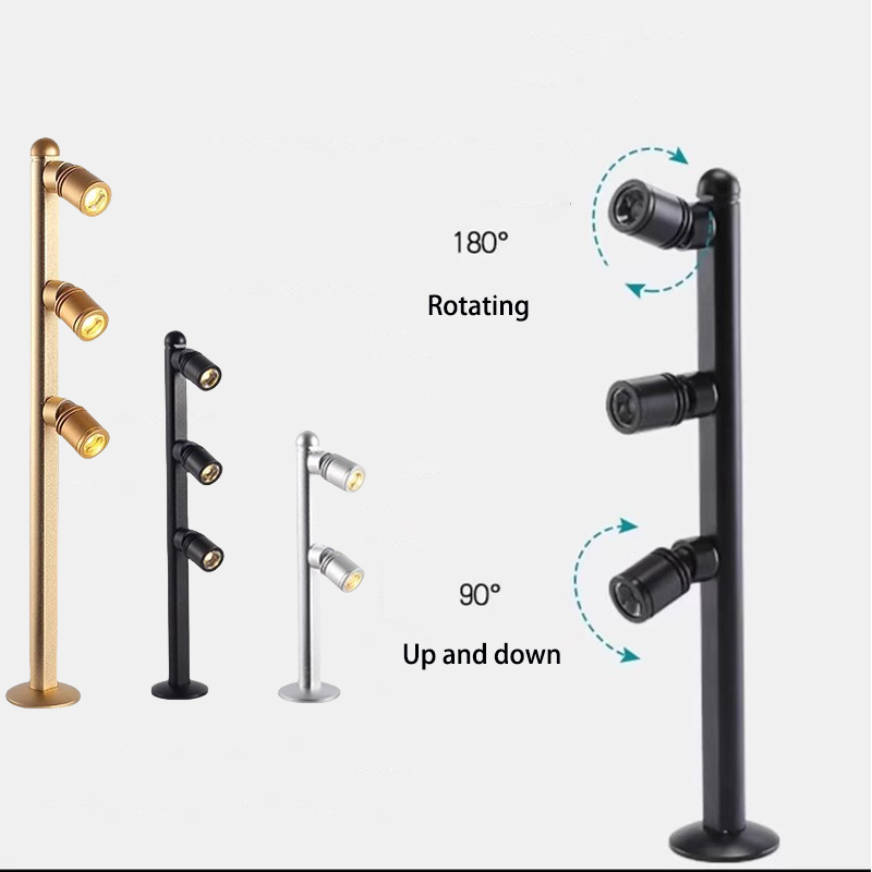LED Vertical Spotlight Modern Design Jewelry Showcase Pole Display Light Factory Direct Sale Cabinet Lights
