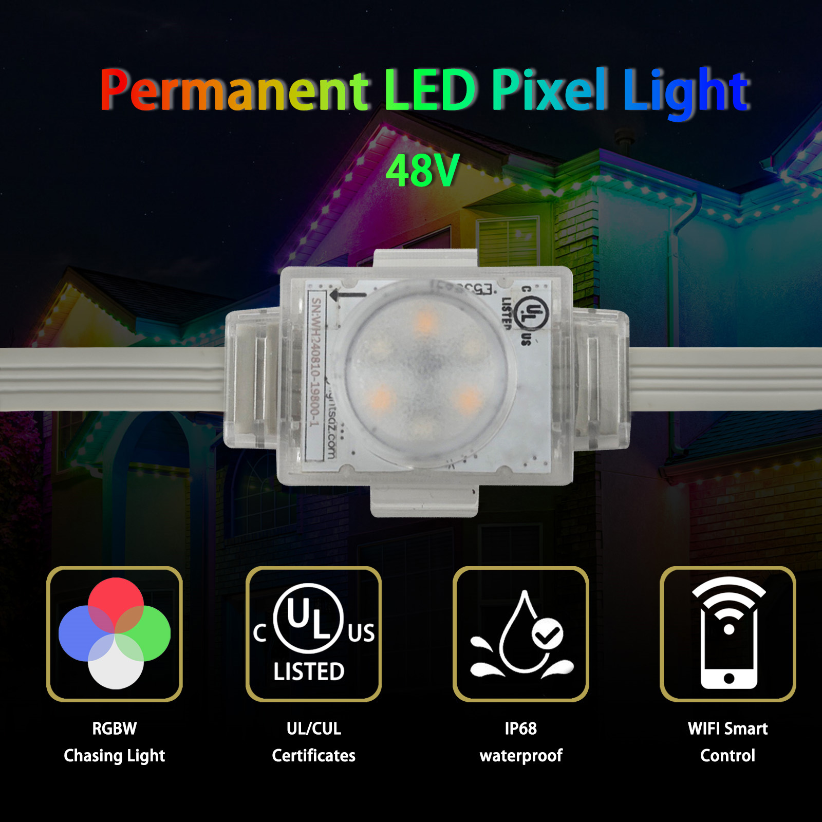 Eaves Light Addressable Smart Christmas Outdoor Aluminum Track Pixel Light Permanent Outdoor Led Points Light for Holiday