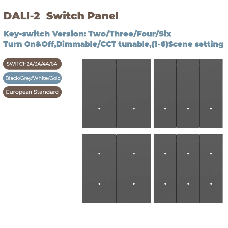 DALI Bus Powered Rotary Dimmer Controller IEC 62386 Wall Mounted Knob Switch for LED Smart Lighting
