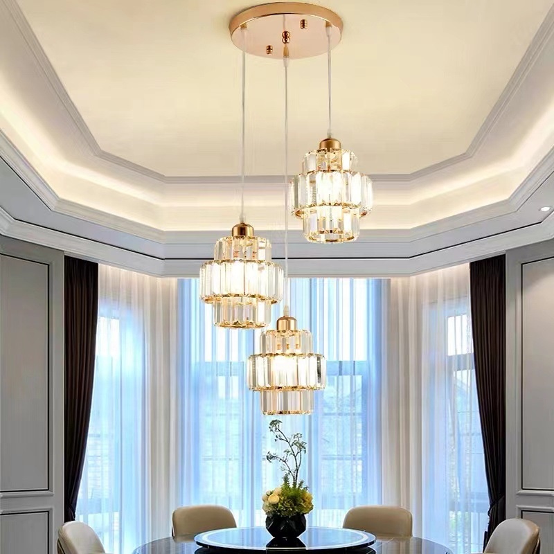Luxury Modern Crystal Lamp Ceiling Light Creative Personality Home Dining Table Hotel Remote Switch Kitchen