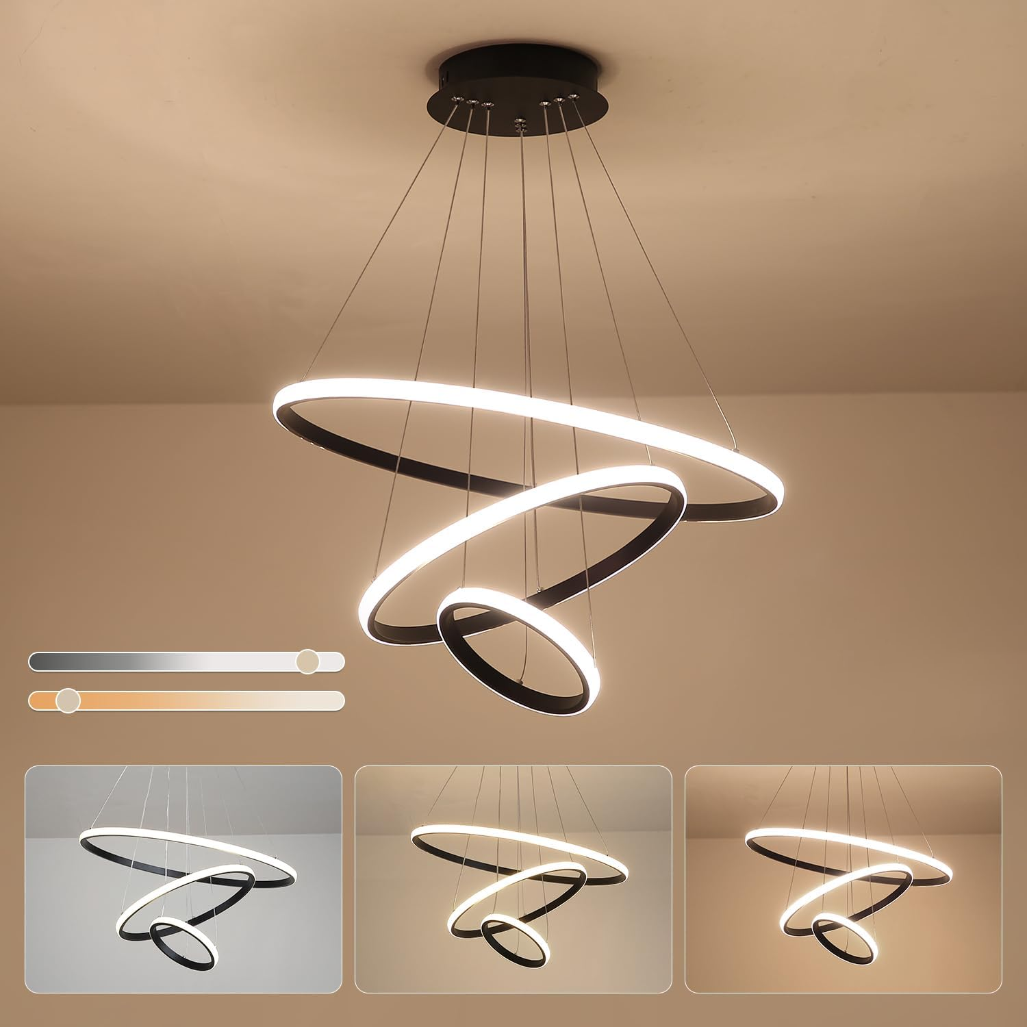 Hot Sale Modern Style Villa Home Decorative Acrylic LED Hanging Ring Chandelier Pendant Light